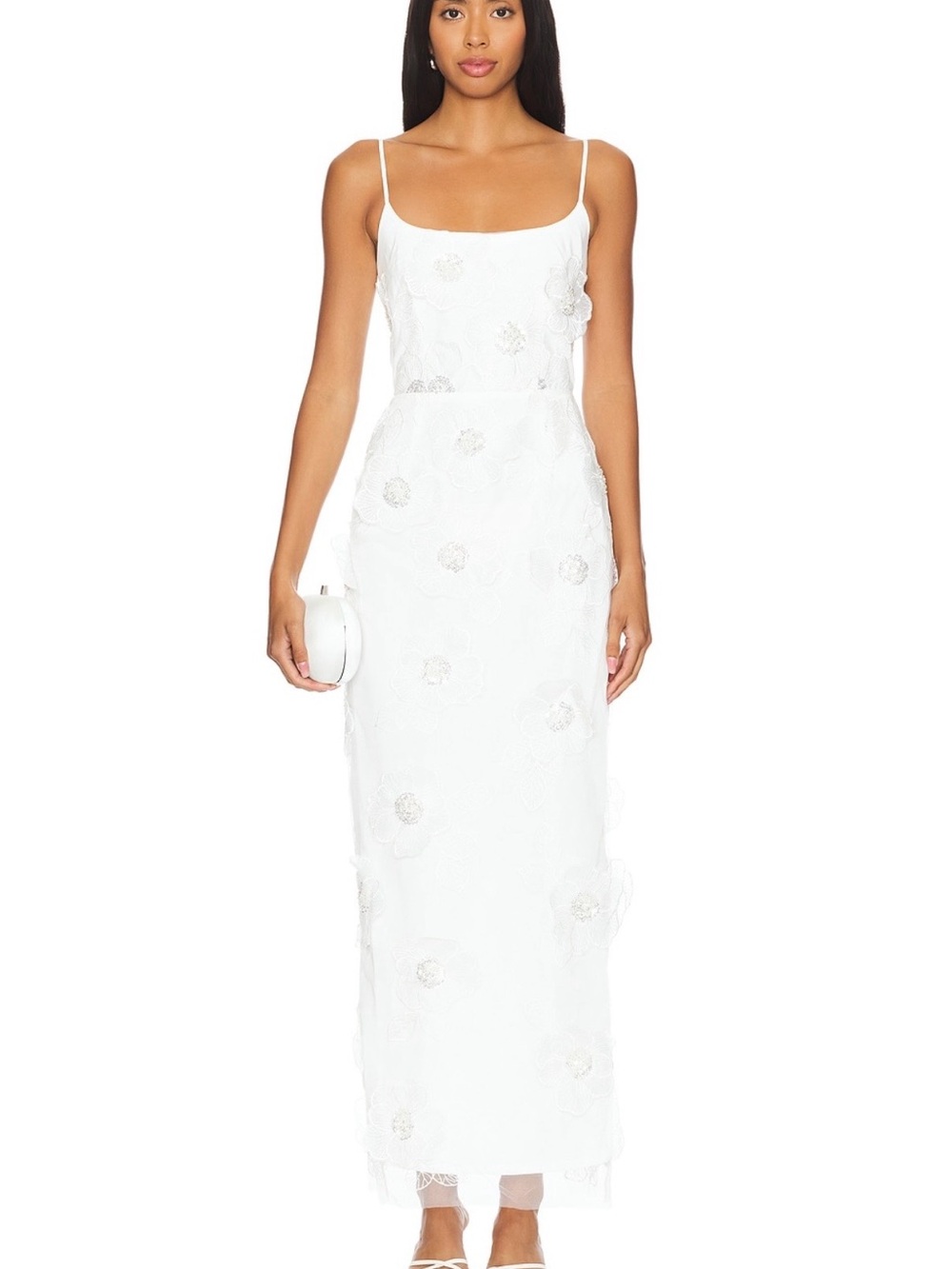 NWT Elliatt White Floral Appliqué Maxi Slip Dress